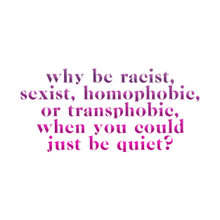 why be racist homophobic etc T-Shirt