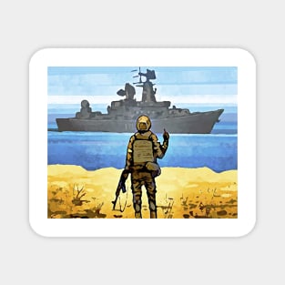 Russian Warship Go Fuck Yourself, Graphic Poster, Support for Ukraine Magnet