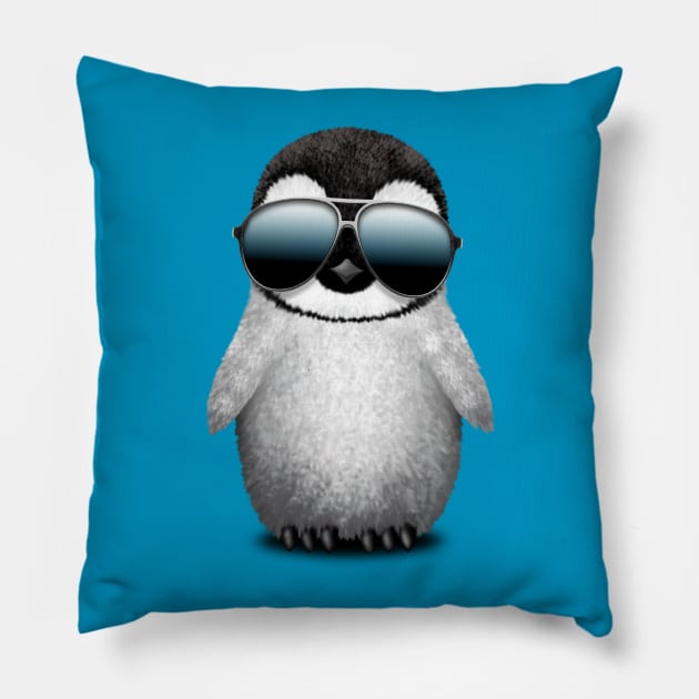 Cute Baby Penguin Wearing Sunglasses Pillow by jeffbartels