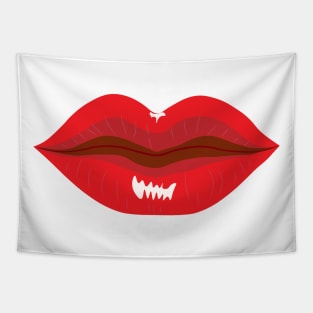 Red glossy closed lips Tapestry