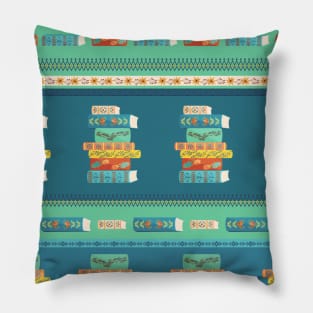 Bohemian Floral Books Pattern Pillow