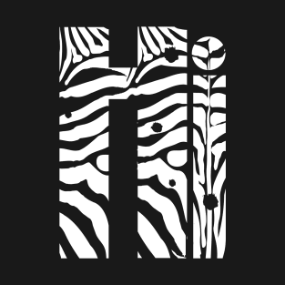 "Hi" Slogan - Zebra Stripes White & Black Stylish Trendy Pattern T-Shirt