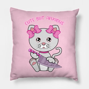 Cute bur anxious, cute cat Pillow