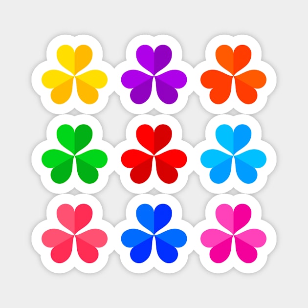 Colorful Three Leaves Clovers Pack Magnet by alien3287