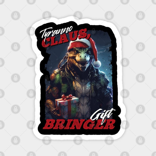 Tyranno Claus, Gift Bringer Dinosaur Christmas Magnet by creative