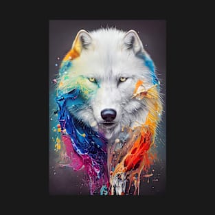 Wolf White Animal Discovery Adventure Nature Planet Earth Paint T-Shirt