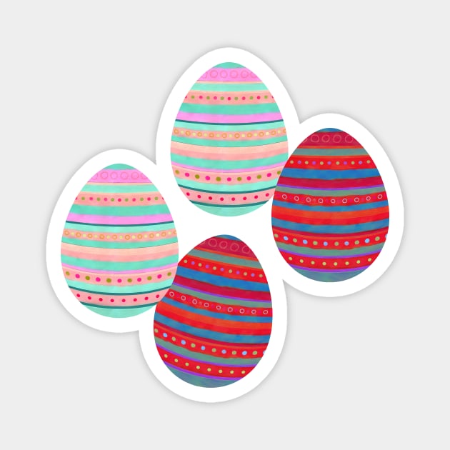 Easter Eggs - Stripes, Circles Magnet by MitaDreamDesign