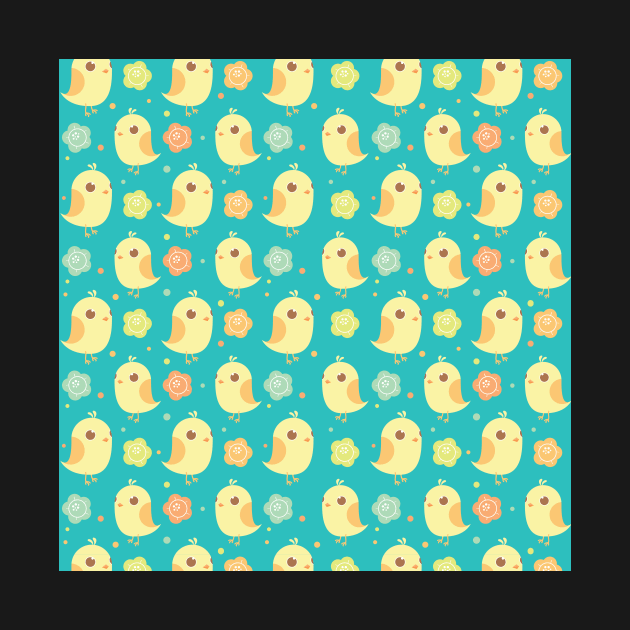 Cute Chicks & Flowers Pattern by tanyadraws