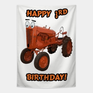 Happy 3rd birthday tractor design Tapestry