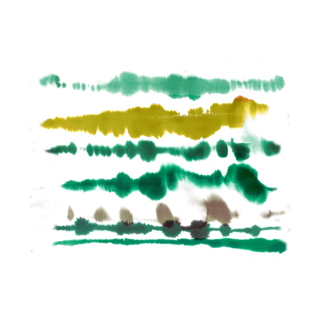 Watercolor Soft Nautical Lines Green Gold by ninoladesign