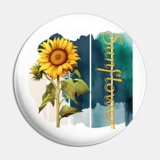 A beautiful design with a vintage Sunflower and intricate text.  Background with watercolor art Pin