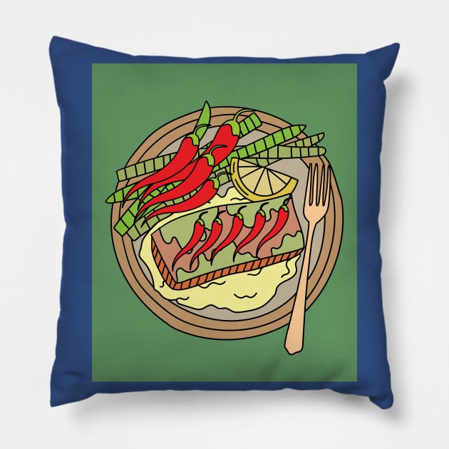 Chilli Spicy Food Vegetable Hot Peppers Pillow by flofin