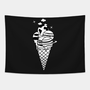 Ice-cream Planet Sci Fi B&W Tapestry