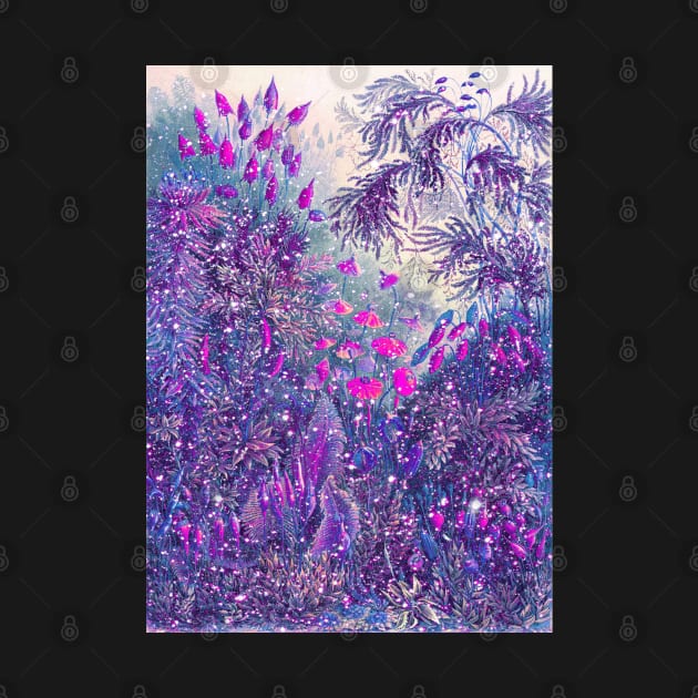 Purple face mask magic forest fairytale floral design with pink flowers by designsbyxarah