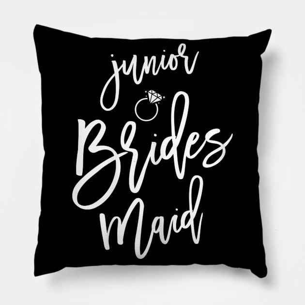 Jr Bridesmaid Shirt Handwritten Ring Navy Blue Pillow by danieldamssm