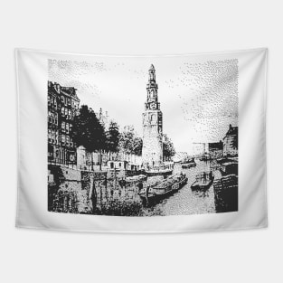 Canal in old Amsterdam. Tapestry