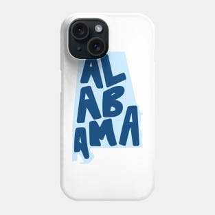 Alabama Doodle Letters Map Outline- blue Phone Case