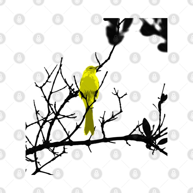 Yellow bird on a black tree by FollowHedgehog
