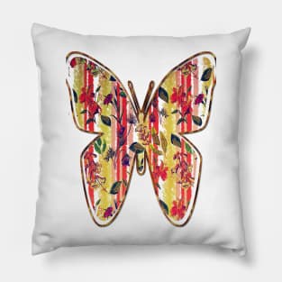 Wild Flowers on Stripes Pillow