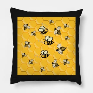 Mother's Day Gift Ideas: Cute Bee & Honeycomb pattern Happy Inspirational Design Save the Bees Pillow