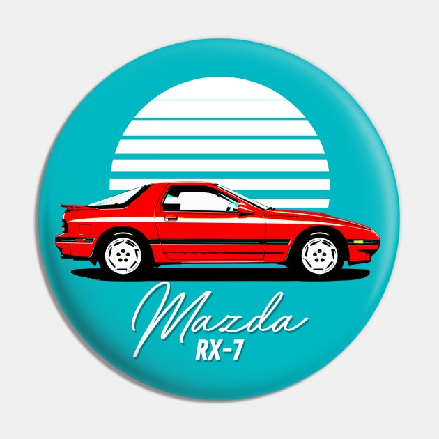 Mazda RX-7 / Retro 80s Japanese Sports Car Fan Art Pin by DankFutura