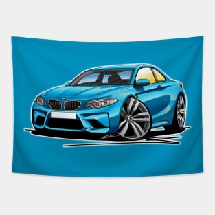 BMW M2 (F87) Blue Caricature Car Art Tapestry