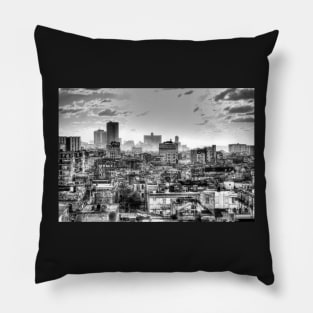 Havana Rooftops, Cuba, Black And White Pillow