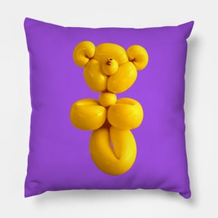 Yellow teddy bear balloon on purple Pillow