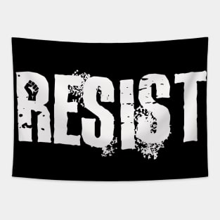 RESIST | White Text with Black Fist Tapestry