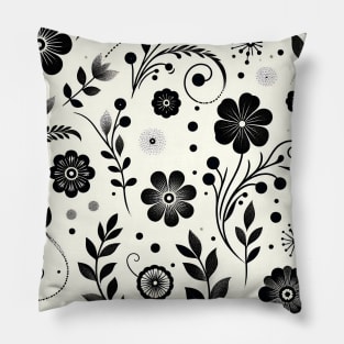 Black and White Floral Pillow