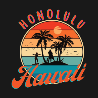 Honolulu Hawaii Tropical Plam Trees T-Shirt