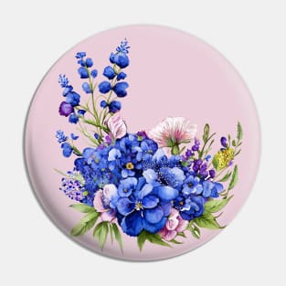 Beautiful Purple and Blue Lavender Flowers Violet Wildflowers garden Floral Pattern. Watercolor Hand Drawn Decoration. Summer Pin