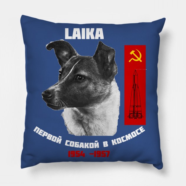 Laika the Space Dog Pillow by ocsling