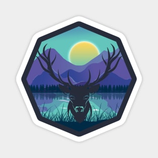 Midnight Riendeer Landscape Magnet