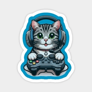 funny cute cat love gaming Magnet