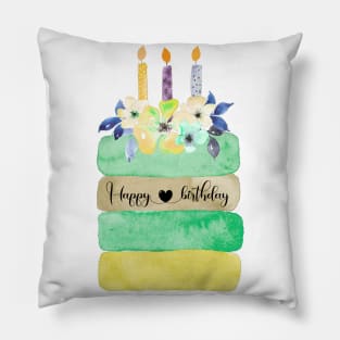 Happy birthday green Cake Pillow