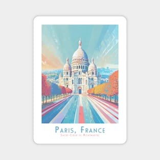 Vintage Travel Poster - Minimalist Sacré-Cœur Paris, France in Retro Colors Magnet