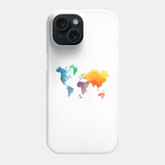 Watercolor earth map, land map, continents map, world map Phone Case by PrimeStore