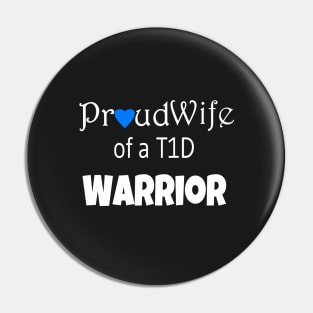 Proud Wife - White Text - Blue Heart Pin