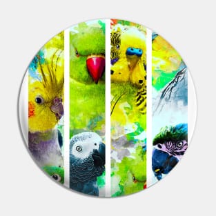 Modern Aquarell Parrots Exotic Bird Pattern Pin