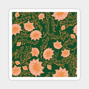 flower pattern orange pink green aesthetic Magnet