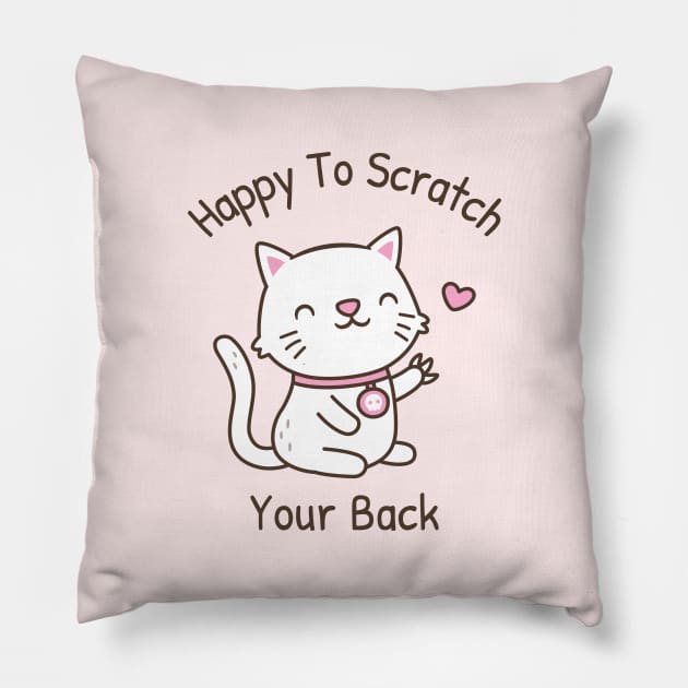 Cute Cat With Claws Happy To Scratch Your Back Pillow by rustydoodle