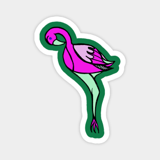 Neon Peppermint Twist Flamingo Magnet