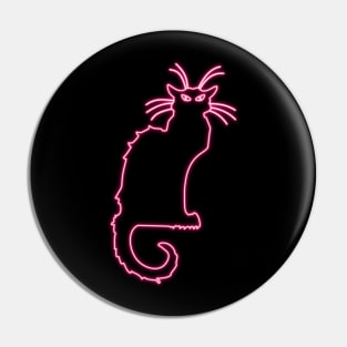 Pink Neon - Chat Noir - Black Cat - Art Nouveau Pin