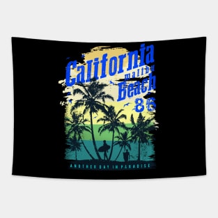 California malibu beach 86, California Surfing beach Vacation  Palm Trees Tropical Tapestry