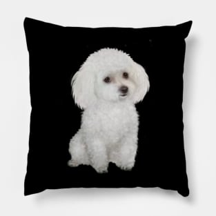 Fluffy White Toy Poodle Pillow