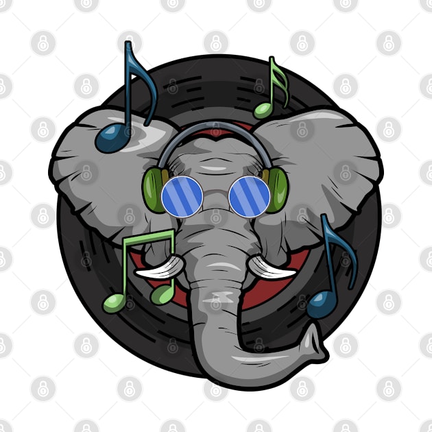 Elephant as Musician with Headphone by Markus Schnabel