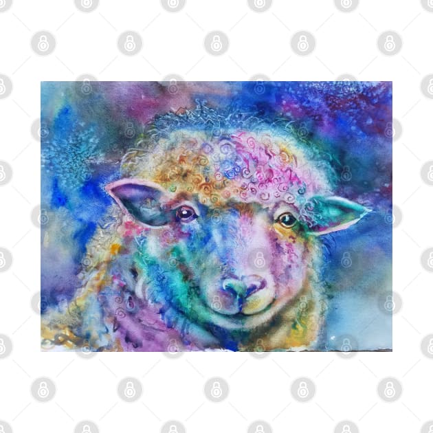 Whimsical Watercolor Sheep by CunninghamWatercolors