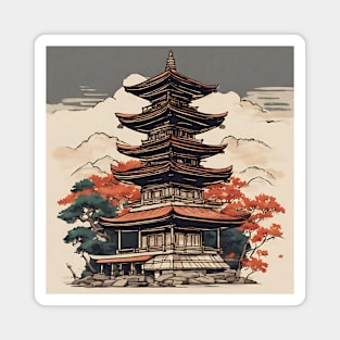 beautiful japanese pagoda art Magnet