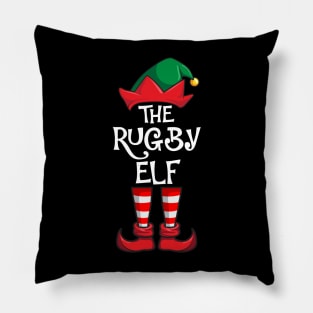 Rugby Elf Matching Family Christmas Pillow